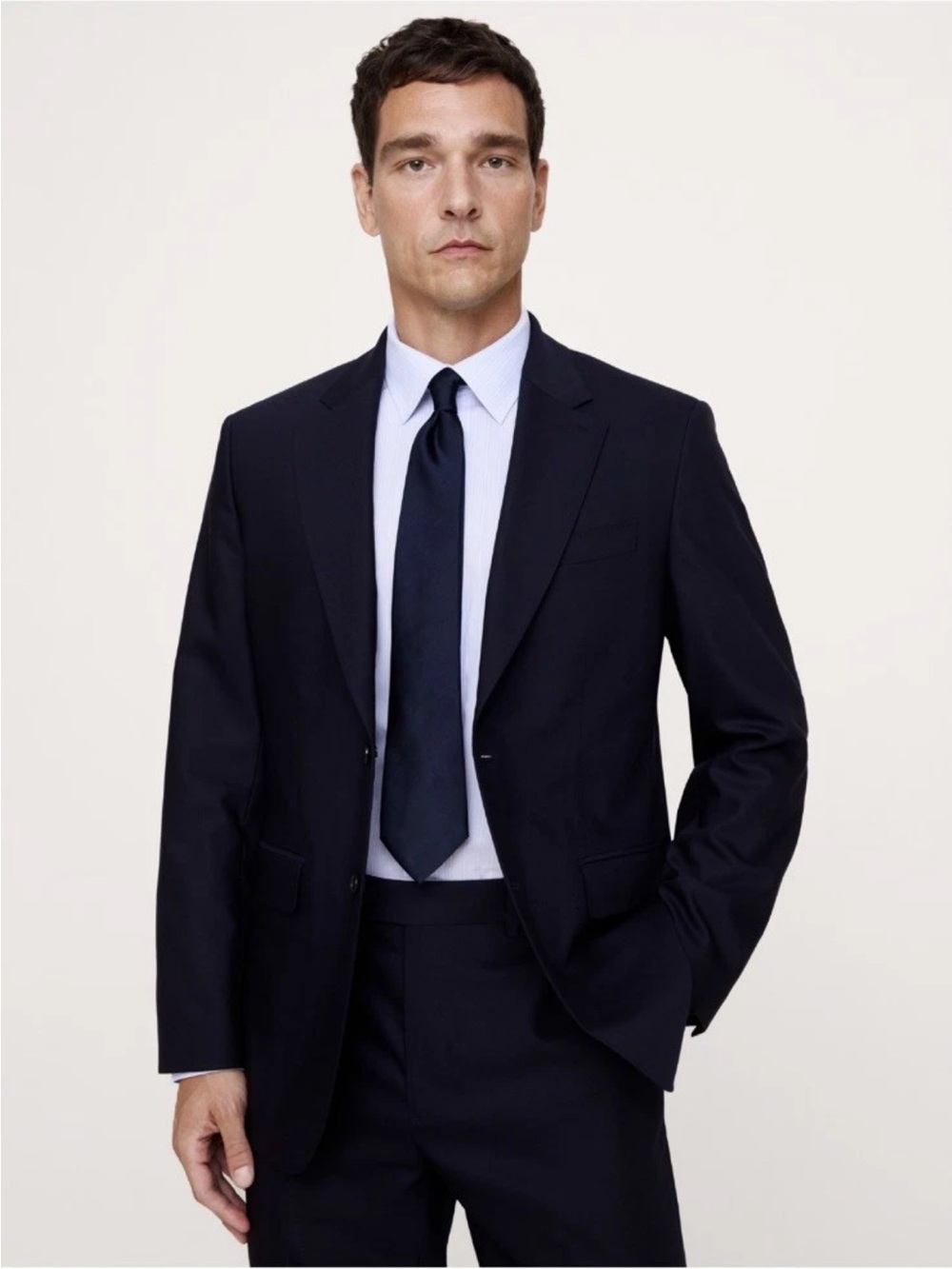 Banana Republic Navy Two-Piece Suit Jacket and Trousers 42L, 35” waist